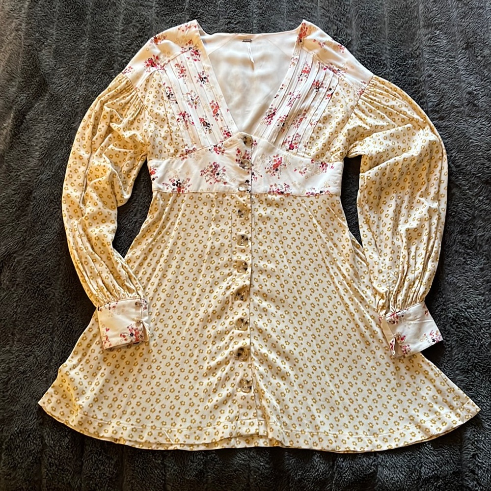 Free People puff sleeve mini dress